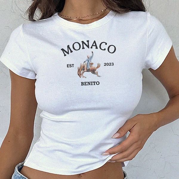 Bad Bunny Merch Monaco TShirt Bad Bunny Gift For Her F1 Merch Y2k Baby Tee Formula 1 Ferrari Graphic Tees Puerto Rico BadBunny Western Shirt