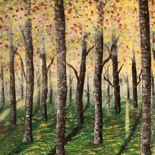 L’énergie de la forêt, tableau unique et original, peinture acrylique, fait main