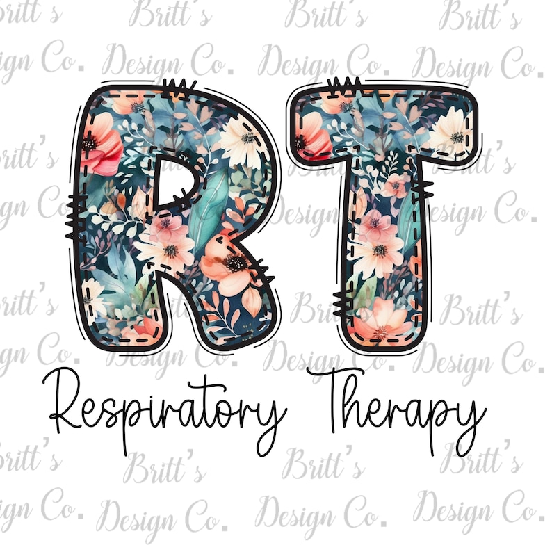 Therapy Lettering Blue Floral RT Respiratory Therapy PNG: Healthcare (digital Download) - Etsy