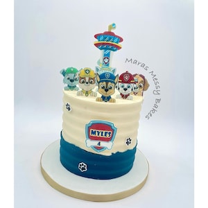 Paw dog edible cake prints and toppers .