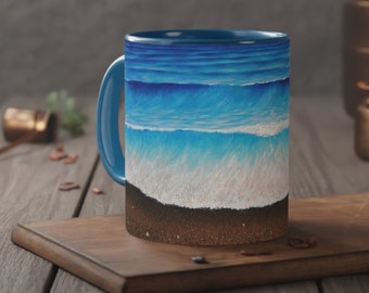 Original Taza de cerámica, el regalo perfecto para amantes del arte, el mar y el café, por Artequintana, 11oz, "la Mar", Laura Quintana