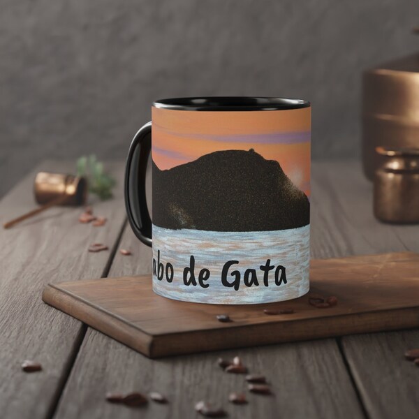 Original Taza de cerámica, el regalo perfecto para amantes del arte, el mar y el café, por Artequintana, 11oz, "Amanecer en la Calilla"