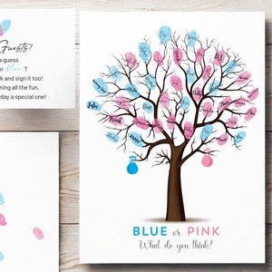 70% off Fingerprint Tree, Gender Reveal, Fingerprint Tree Template, Printable Baby Shower Poster, Instant download, funny game baby shower