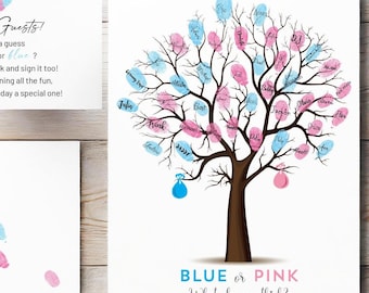 Fingerprint Tree Gender Reveal Guestbook: Baby Shower Keepsake (Digital Download)