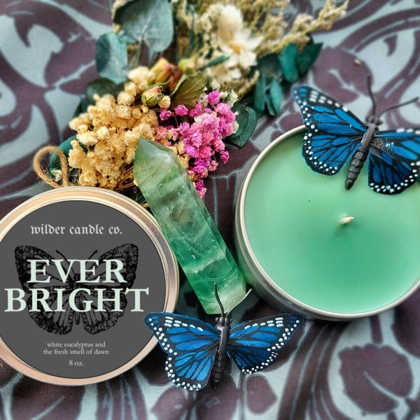 EVER BRIGHT - Eucalyptus Spearmint, Dry Gin, Cypress | 8oz Soy Candles | Moody Candles | Witchy Candles | Bookish Candles | Candle Gifts