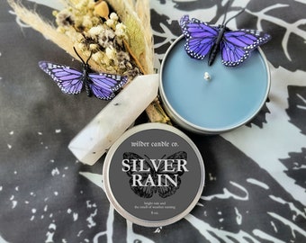 SILVER RAIN - Rain Water, Fresh Orchid and Angelica | Moody Candles | 8oz Soy Candles | Witchy Candles | Bookish Candles | Candle Gifts