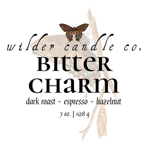BITTER CHARM Dark Roast Coffee, Espresso, and Hazelnut Moody Candles 8oz Soy Candles Witchy Candles Bookish Candles Candle Gifts image 4