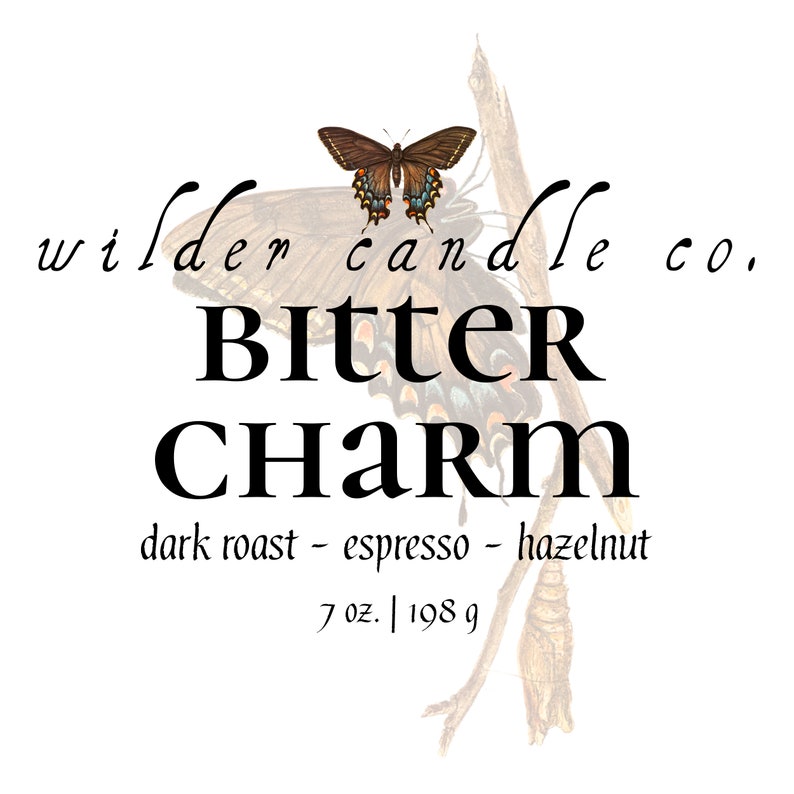 BITTER CHARM Dark Roast Coffee, Espresso, and Hazelnut Moody Candles 8oz Soy Candles Witchy Candles Bookish Candles Candle Gifts image 4