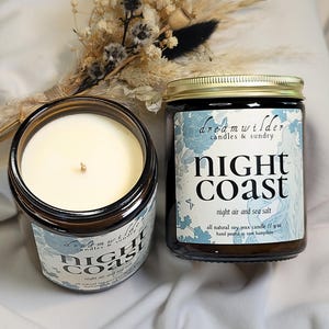 NIGHT COAST - all natural black sea soy candle with ocean mist, ozone, storm watch / hand-poured candle gift witchy gift scented candle