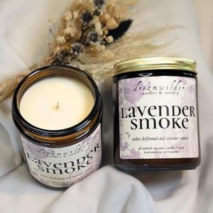 LAVENDER SMOKE - all natural soy lavender candle, chamomile, driftwood, embers, white sage / hand-poured candle witchy gift scented candle