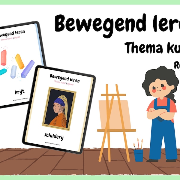 Bewegend leren Thema Kunst - Interactief educatief thema voor kleuters - Kleuterklas Kunst activiteit