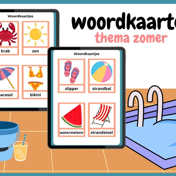 Zomer Woordkaarten - Leuk und Leerzaam für Kinder