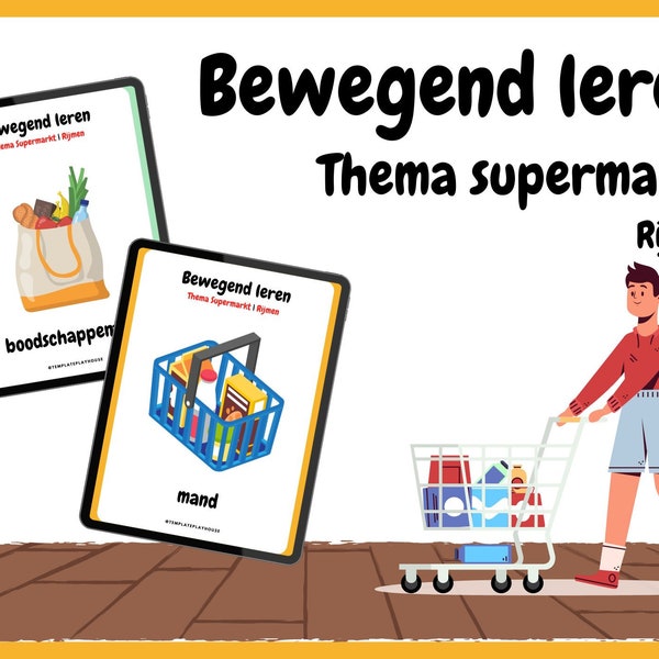 Bewegend leren Thema Supermarkt - Interactief educatief thema voor kleuters - Kleuterklas Supermarkt activiteit