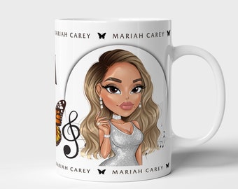 Tazza Mariah Carey da 11 once con illustrazione personalizzata, regalo perfetto per un agnello, lambily, MC