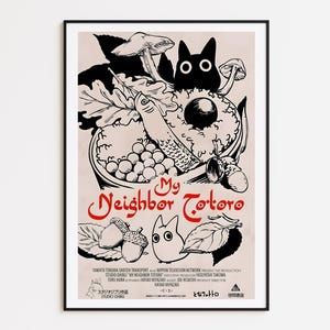 My Neighbor Totoro Poster – Studio Ghibli Wall Art Featuring Totoro & Friends, Perfect for Anime Fans, Kids&#39; Rooms, or Cozy Decor
