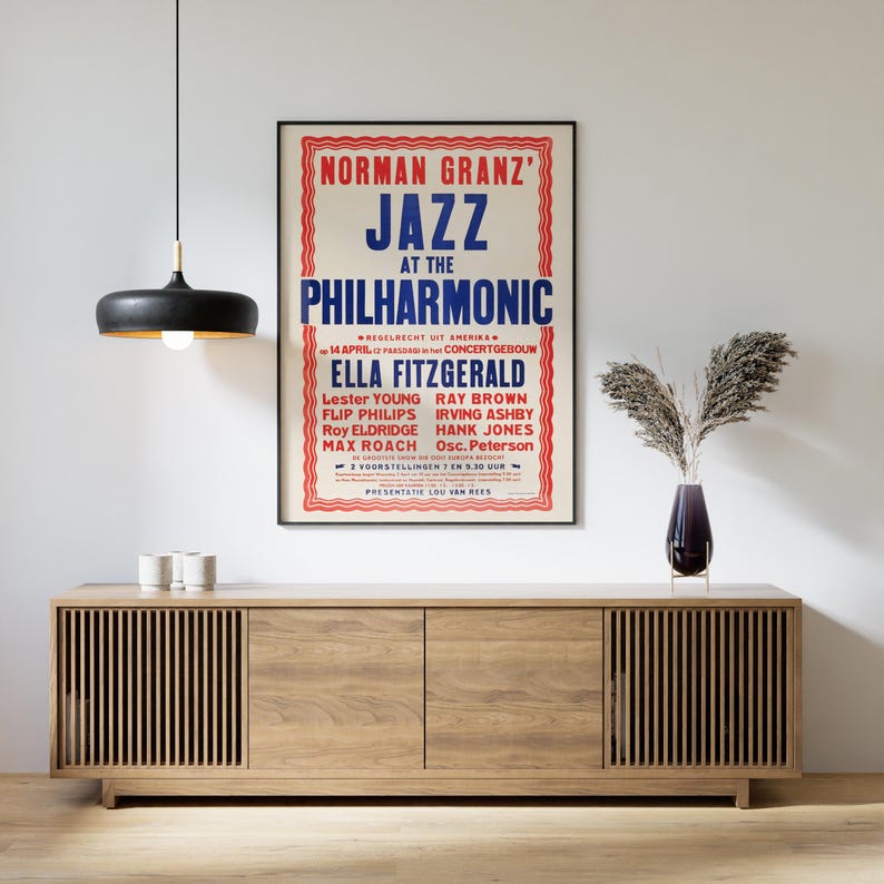 Vintage Dutch Poster – Ella Fitzgerald Jazz at the Philharmonic ...