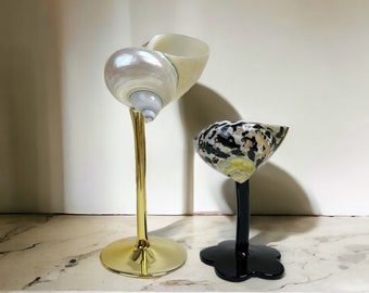 Verres à cocktail en coquillage, Verres à martini en coquillage, Verres à vin pour mariage, Verre à vin coquillage, Verre à cocktail en coquillage fait main, Cadeaux de demoiselles d'honneur