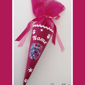 Geschwister Schultüte Zuckertüte Kindergartentüte  Stoff Skye inkl. Papprohling 39 cm pink Personalisierbar