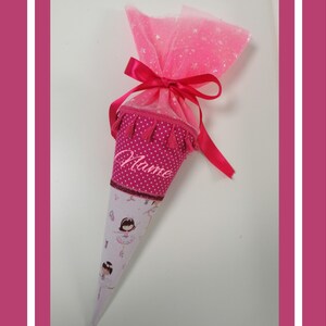Geschwister Schultüte Zuckertüte Kindergartentüte Stoff Ballerina Tänzerin rosa pink 35 cm inkl. Papprohling Personalisierbar