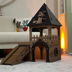 Wizardry Bunny Castle Playhouse: Two-Story Rabbit House with Secret Room