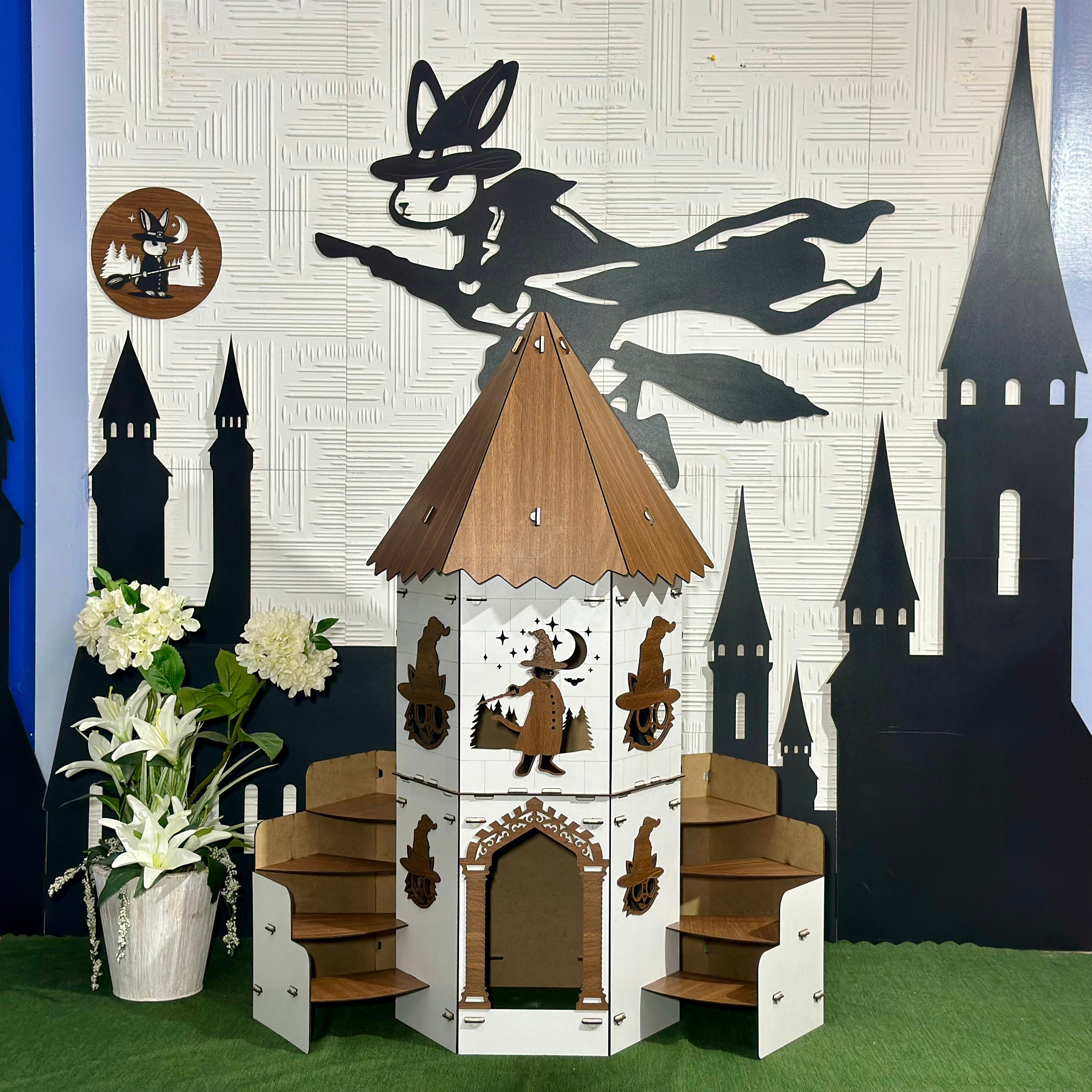 Walnut & White Cat Castle: Exclusive Design Kitten House - Etsy