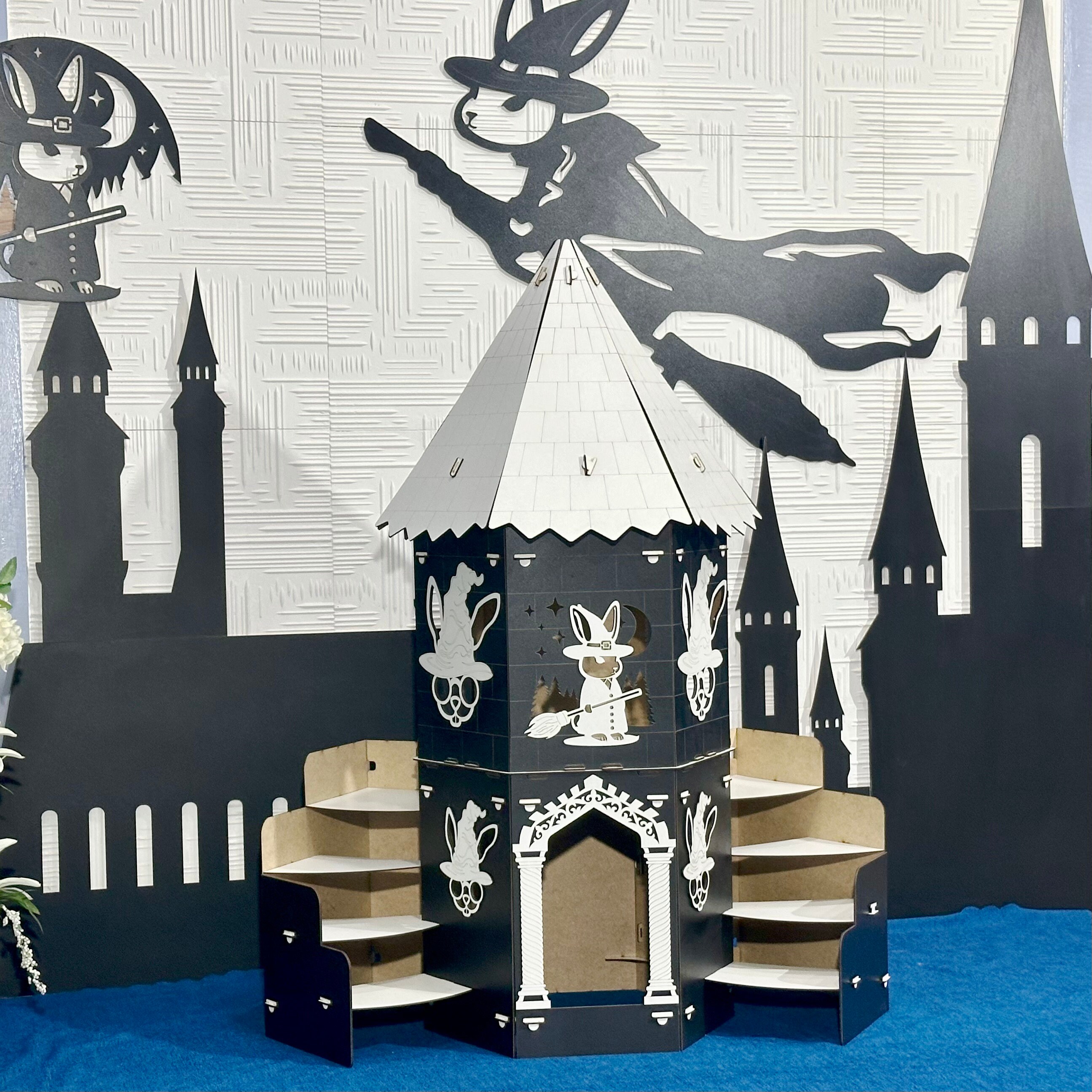 Magical Mediavel Bunny Castle Black White.exlusive Design Magic Bunny ...
