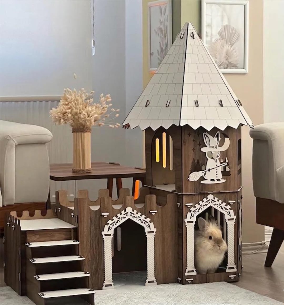 Magical Bunny Castle White Oak, Medieval Rabbit Mansion, Enchanted ...
