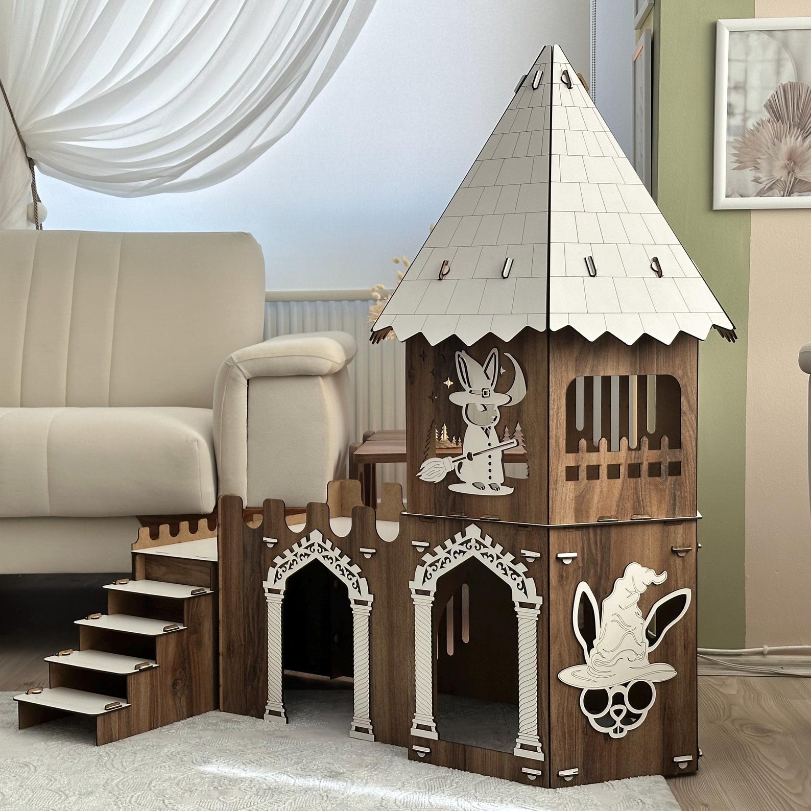 Reading Rabbit Castle Magical Bunny Castle White Oak, Medieval Rabbit Mansion, Enchanted ...