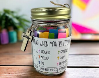Bible Verse Jar, Christian Affirmation, Read Me When Jar, Color-Coded Bible Verse Jar, Personalized Scripture Gifts, Armor of God