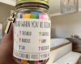 Bible Verse Jar, Christian Affirmation, Read Me When Jar, Color-Coded Bible Verse Jar, Personalized Scripture Gifts, Armor of God