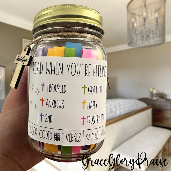 Bible Verse Jar, Christian Affirmation, Read Me When Jar, Color-Coded Bible Verse Jar, Personalized Scripture Gifts, Armor of God