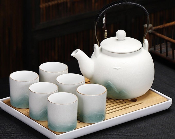 Ceramic teapot | Simple ceramic tea set | Large capacity ceramic teapot | Tea party tea set | Afternoon tea tea set | Handmade tea set