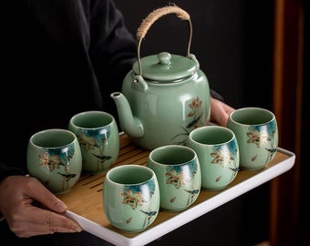 Ceramic tea set | Ceramic teapot | Retro tea set | Kung Fu tea set | Customized tea set | Tea party tea set | Afternoon tea tea set