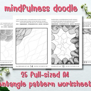 Zentangle eBook for beginners, mindfulness art book, Zentangle worksheets, doodle, Printable worksheets, Digital Download