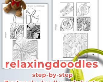 Zentangle Doodle Worksheets: Relaxing Art, Mindfulness Practice (Digital Download)