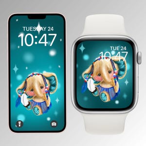 Cute Elephant Wallpaper for Apple Watch & iPhone | Adorable Animal Art | Digital Download Background