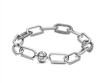 Pulsera de cadena de serpiente Pandora Me, pulsera diaria hecha a mano, pulsera de encanto minimalista Pandora de plata de ley S925, regalo para ella