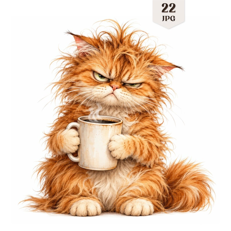 22 Funny Cat Clipart Bundle, Sassy Grumpy Cats JPG, Sarcastic Feline ...