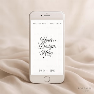 Maqueta de smartphone blanco neutro 1080x1920 px Plantilla PSD minimalista de pantalla móvil de tela BM0081