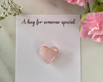 Rose Quartz Heart, Pocket Heart, Worry Stone, Pocket Hug, Pick Me Up Gift, Thinking of You, Missing You Gift, Rose Quartz, Anxiety Gift