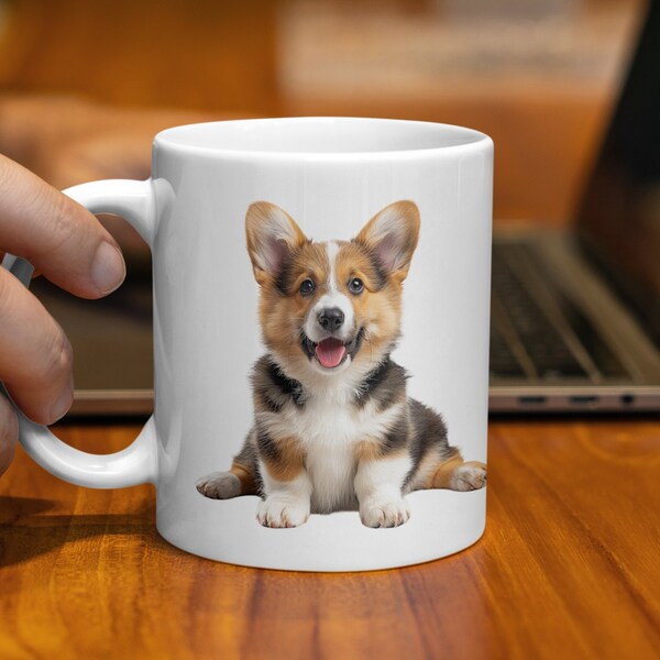 Adorable Corgi Puppy Coffee Mug, Cute Dog Lover Gift Idea, Animal Photography Print