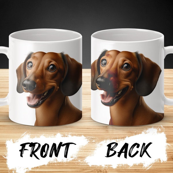 Whimsical Dachshund Face Coffee Mug, Perfect Gift for Dog Lovers, Cute Animal Illustrated Cup