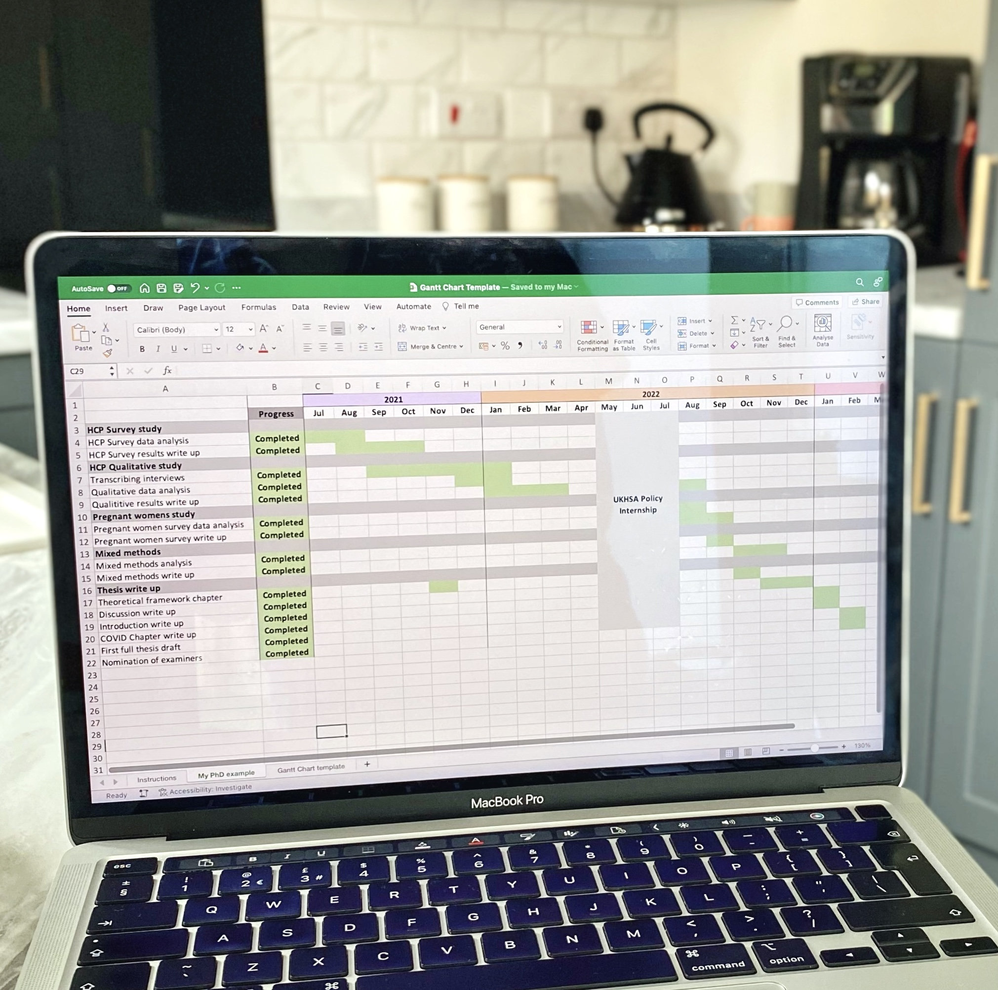 Study Gantt Chart Template - Etsy