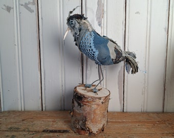 Magnus - Zachte sculptuur vogel in blauw