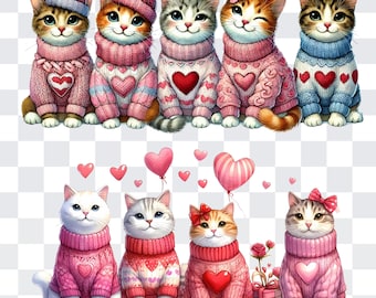 Valentine Cat PNG, Cats Love Design, Cat Lover SVG, Cupid Cat, Cute Meow, Sublimation Download