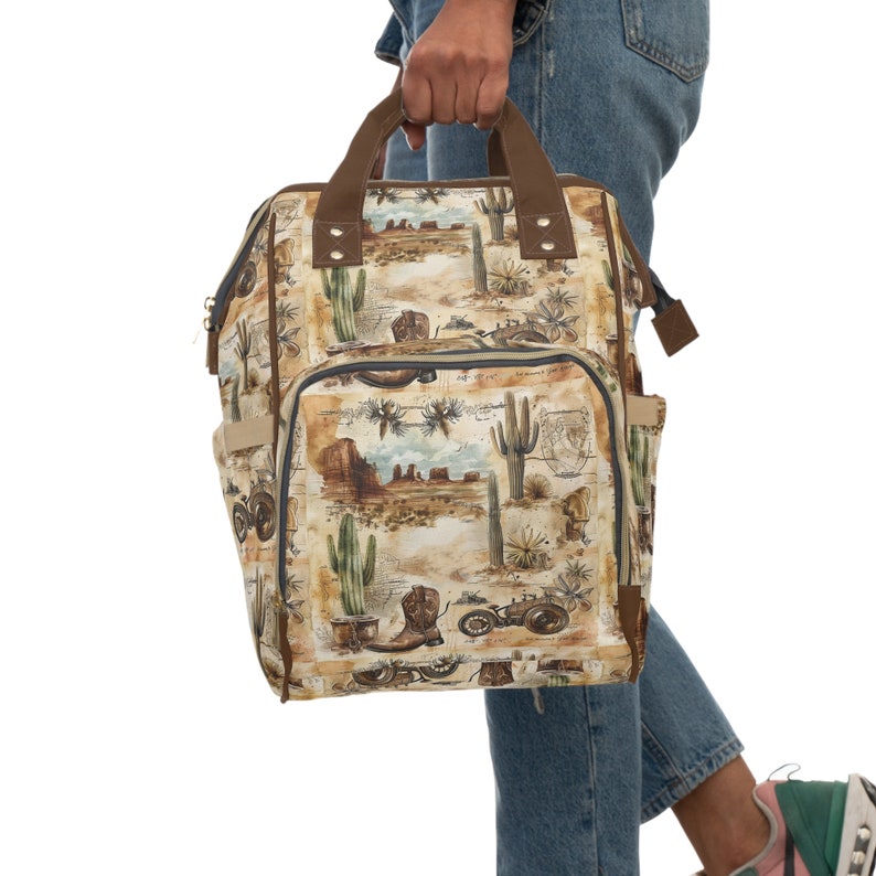 Western Chic Printed Diaper Bag: Stylish & Functional Baby Essentials Organizer image 7