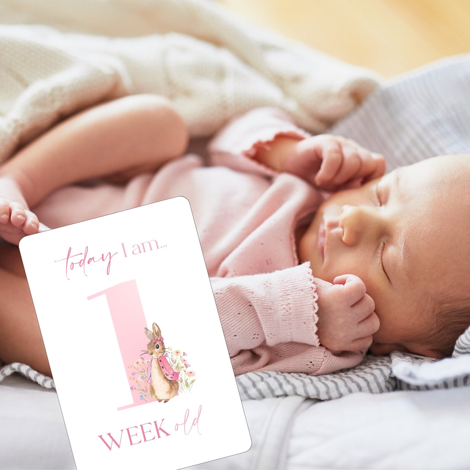 New Baby Milestone Cards, Cute Rabbit Design, Today I Am Cards, New ...