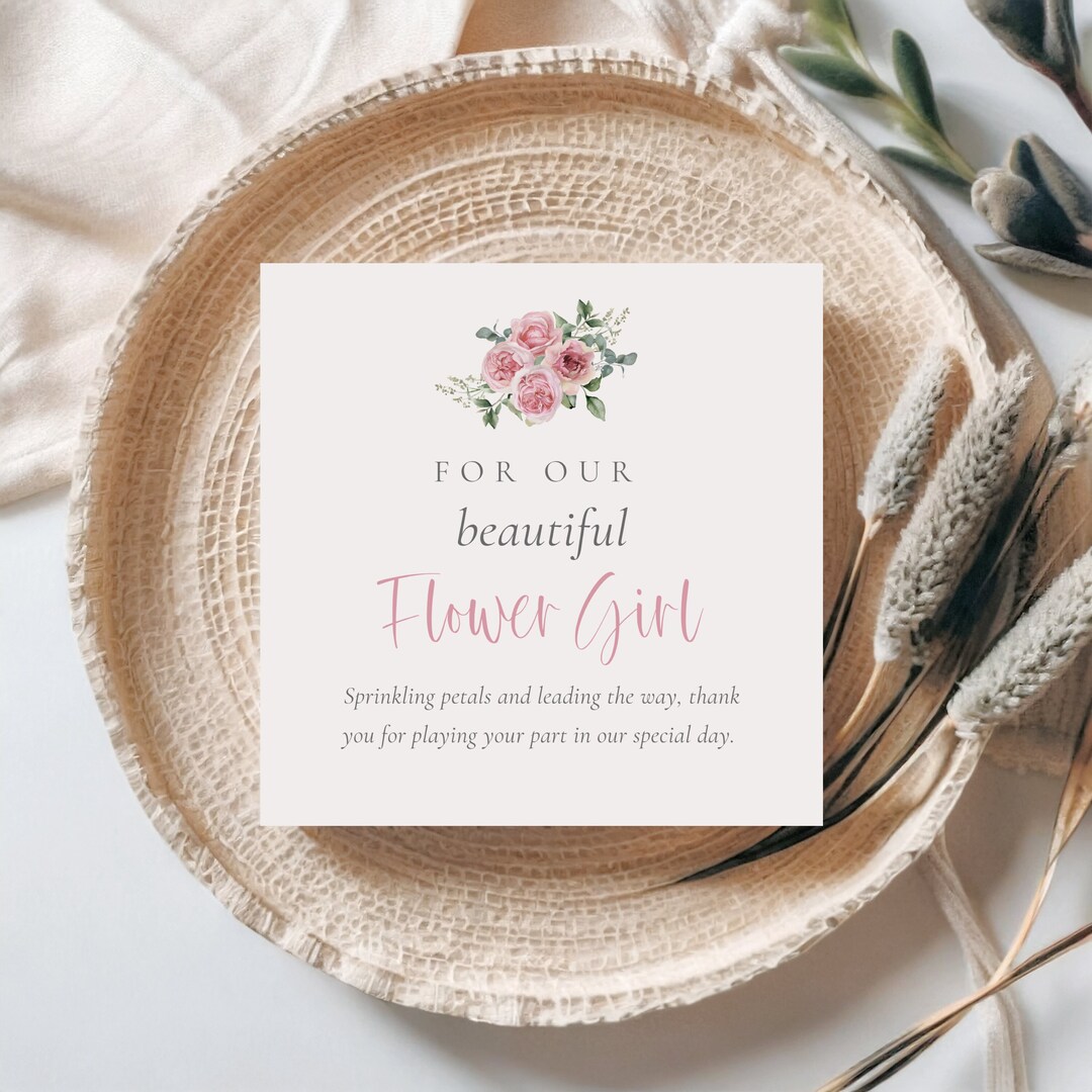 Flower Girl Thank You Card, Wedding Card for Flower Girl, Thank You for ...