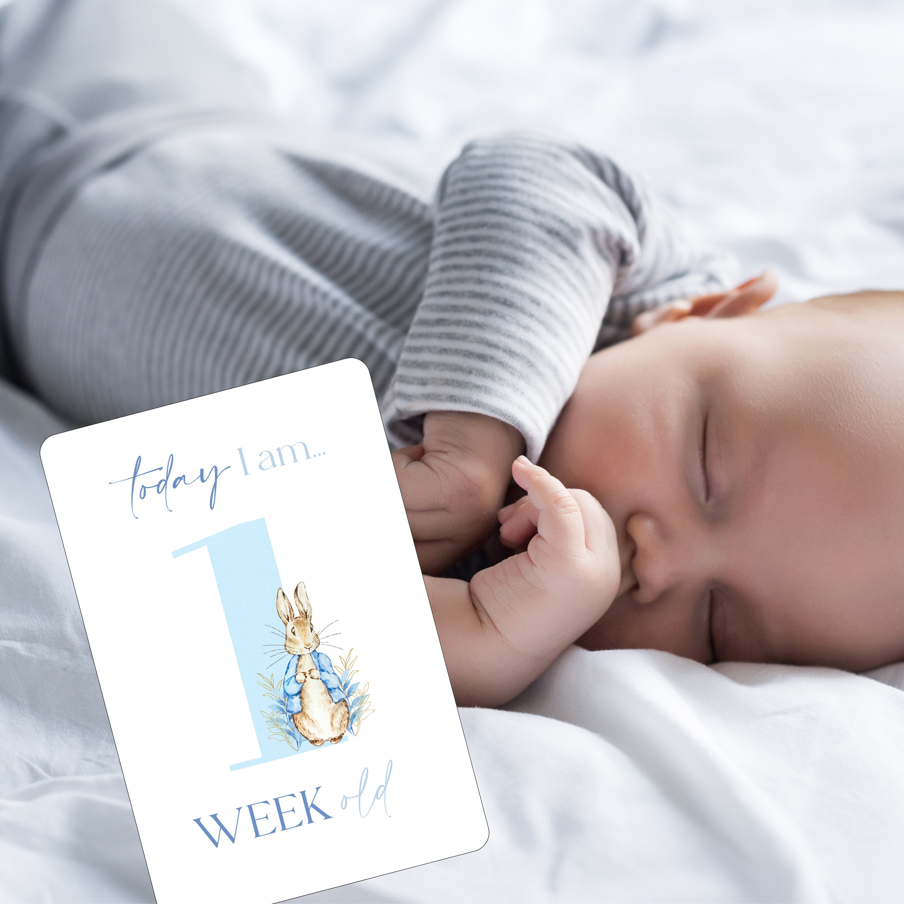 New Baby Milestone Cards, Cute Rabbit Design, Today I Am Cards, New ...