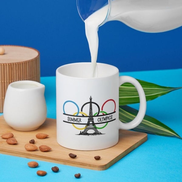 2024 olympics mug summer paris olympics cup eiffel tower mug gift for friend olympic rings coffee lovers mug athlete lover